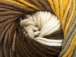 Fiber Content 100% Acrylic, Yellow, White, Brand ICE, Brown Shades, Yarn Thickness 5 Bulky Chunky, Craft, Rug, fnt2-50839