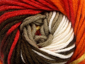 Fiber Content 100% Acrylic, White, Red, Orange, Brand ICE, Brown Shades, Yarn Thickness 5 Bulky Chunky, Craft, Rug, fnt2-50845