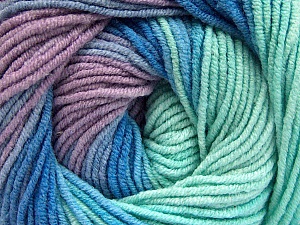 Fiber Content 55% Cotton, 45% Acrylic, Mint Green, Lilac, Brand Ice Yarns, Blue, Yarn Thickness 3 Light DK, Light, Worsted, fnt2-51450