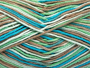 Composition 100% Coton, White, Turquoise, Mint Green, Brand Ice Yarns, Camel, Yarn Thickness 3 Light DK, Light, Worsted, fnt2-54355 