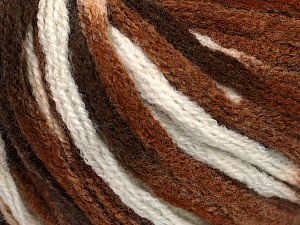 Composition 50% Laine, 50% Acrylique, White, Brand Ice Yarns, Brown Shades, Yarn Thickness 6 SuperBulky Bulky, Roving, fnt2-54765