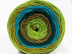 Composition 100% Acrylique, Turquoise, Teal, Brand Ice Yarns, Green Shades, Camel, Yarn Thickness 4 Medium Worsted, Afghan, Aran, fnt2-56551