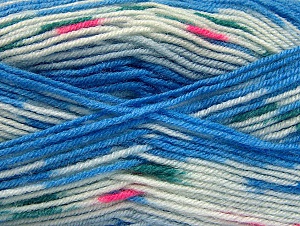 Composition 75% Acrylique, 25% Laine, White, Brand Ice Yarns, Blue, Yarn Thickness 3 Light DK, Light, Worsted, fnt2-58388