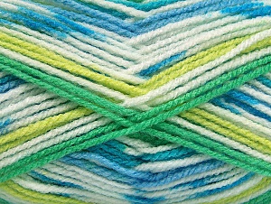 Fiber Content 100% Acrylic, White, Turquoise, Brand Ice Yarns, Green Shades, Blue, Yarn Thickness 4 Medium Worsted, Afghan, Aran, fnt2-59728