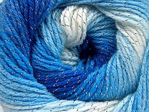 Composition 95% Acrylique, 5% Lurex, White, Brand Ice Yarns, Blue Shades, Yarn Thickness 3 Light DK, Light, Worsted, fnt2-61100 