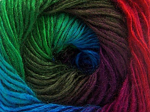 This is a self-striping yarn. Please see package photo for the color combination. Fiber Content 100% Premium Acrylic, Turquoise, Red, Purple, Maroon, Brand Ice Yarns, Green, Yarn Thickness 3 Light DK, Light, Worsted, fnt2-62909