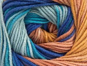 Fiber Content 55% Cotton, 45% Acrylic, Turquoise, Rose Brown, Brand Ice Yarns, Cafe Latte, Blue Shades, Yarn Thickness 3 Light DK, Light, Worsted, fnt2-63394