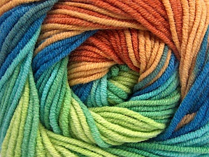 Fiber Content 55% Cotton, 45% Acrylic, Turquoise, Light Brown, Brand Ice Yarns, Green Shades, Copper, Blue, Yarn Thickness 3 Light DK, Light, Worsted, fnt2-63395