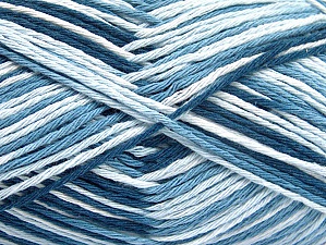 Fiber Content 100% Cotton, White, Brand Ice Yarns, Blue Shades, Yarn Thickness 3 Light DK, Light, Worsted, fnt2-64031