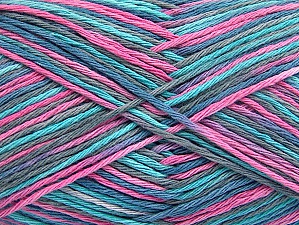 Composition 100% Coton, Turquoise, Teal, Pink, Brand Ice Yarns, Yarn Thickness 3 Light DK, Light, Worsted, fnt2-64040