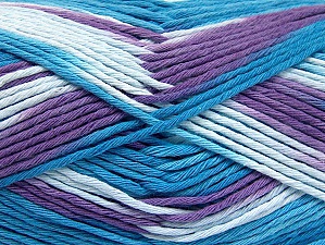 Composition 100% Coton, Turquoise Shades, Lilac, Brand Ice Yarns, Yarn Thickness 4 Medium Worsted, Afghan, Aran, fnt2-64455