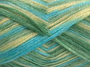 Composition 70% Polyamide, 19% Laine, 11% Acrylique, Turquoise Shades, Light Yellow, Brand Ice Yarns, Yarn Thickness 4 Medium Worsted, Afghan, Aran, fnt2-64589