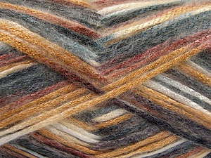 Composition 70% Polyamide, 19% Laine, 11% Acrylique, White, Brand Ice Yarns, Grey Shades, Gold, Brown, Yarn Thickness 4 Medium Worsted, Afghan, Aran, fnt2-64593