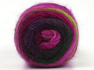 This is a self-striping yarn. Please see package photo for the color combination. Fiber Content 100% Premium Acrylic, Brand Ice Yarns, Green Shades, Fuchsia, Yarn Thickness 3 Light DK, Light, Worsted, fnt2-64631