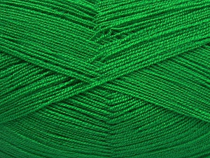 Very thin yarn. It is spinned as two threads. So you will knit as two threads. Yardage information is for only one strand. Fiber Content 100% Acrylic, Brand Ice Yarns, Green, Yarn Thickness 1 SuperFine Sock, Fingering, Baby, fnt2-65384
