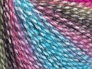 Fiber Content 40% Polyamide, 35% Acrylic, 15% Mohair, 10% Metallic Lurex, Turquoise, Pink, Maroon, Lilac, Brand Ice Yarns, Green, Yarn Thickness 3 Light DK, Light, Worsted, fnt2-65824