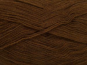 Very thin yarn. It is spinned as two threads. So you will knit as two threads. Yardage information is for only one strand. Composition 100% Acrylique, Brand Ice Yarns, Brown, Yarn Thickness 1 SuperFine Sock, Fingering, Baby, fnt2-66133