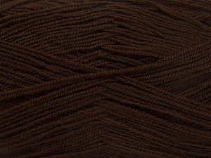 Very thin yarn. It is spinned as two threads. So you will knit as two threads. Yardage information is for only one strand. Composition 100% Acrylique, Brand Ice Yarns, Dark Brown, Yarn Thickness 1 SuperFine Sock, Fingering, Baby, fnt2-66135