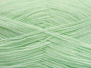 Very thin yarn. It is spinned as two threads. So you will knit as two threads. Yardage information is for only one strand. Fiber Content 100% Acrylic, Mint Green, Brand Ice Yarns, Yarn Thickness 1 SuperFine Sock, Fingering, Baby, fnt2-66140