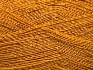 Very thin yarn. It is spinned as two threads. So you will knit as two threads. Yardage information is for only one strand. Fiber Content 100% Acrylic, Brand Ice Yarns, Dark Gold, Yarn Thickness 1 SuperFine Sock, Fingering, Baby, fnt2-66150