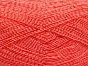 Very thin yarn. It is spinned as two threads. So you will knit as two threads. Yardage information is for only one strand. Fiber Content 100% Acrylic, Light Orange, Brand Ice Yarns, Yarn Thickness 1 SuperFine Sock, Fingering, Baby, fnt2-66154