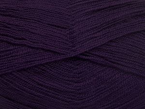 Very thin yarn. It is spinned as two threads. So you will knit as two threads. Yardage information is for only one strand. Composition 100% Acrylique, Brand Ice Yarns, Dark Purple, Yarn Thickness 1 SuperFine Sock, Fingering, Baby, fnt2-66175