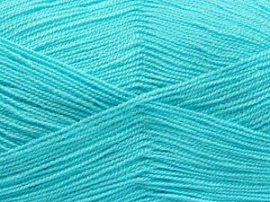 Very thin yarn. It is spinned as two threads. So you will knit as two threads. Yardage information is for only one strand. Composition 100% Acrylique, Light Turquoise, Brand Ice Yarns, Yarn Thickness 1 SuperFine Sock, Fingering, Baby, fnt2-66183