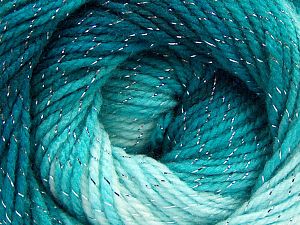 Fiber Content 95% Acrylic, 5% Lurex, Turquoise Shades, Brand Ice Yarns, Yarn Thickness 3 Light DK, Light, Worsted, fnt2-66546