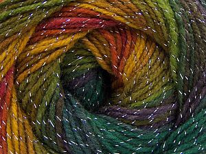 Composition 95% Acrylique, 5% Lurex, Purple, Brand Ice Yarns, Green Shades, Gold, Copper, Yarn Thickness 3 Light DK, Light, Worsted, fnt2-66547 