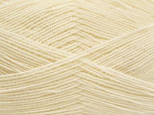 Very thin yarn. It is spinned as two threads. So you will knit as two threads. Yardage information is for only one strand. Fiber Content 100% Acrylic, Light Cream, Brand Ice Yarns, Yarn Thickness 1 SuperFine Sock, Fingering, Baby, fnt2-66551