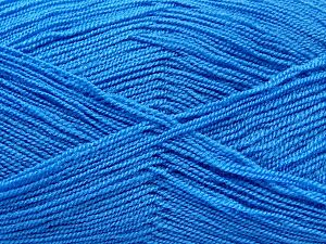 Very thin yarn. It is spinned as two threads. So you will knit as two threads. Yardage information is for only one strand. Composition 100% Acrylique, Brand Ice Yarns, Blue, Yarn Thickness 1 SuperFine Sock, Fingering, Baby, fnt2-66554