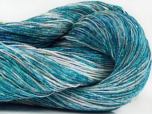 Please note that this is a spray-painted yarn. Colors in different lots may vary because of the charateristics of the yarn. Also see the package photos for the colorway in full; as skein photos may not show all colors. Fiber Content 60% Metallic Lurex, 40% Cotton, Turquoise Shades, Brand Ice Yarns, Yarn Thickness 2 Fine Sport, Baby, fnt2-66850