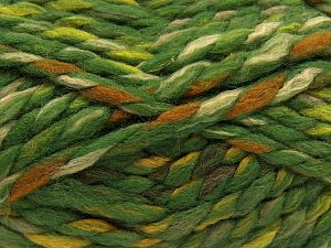 Composition 75% Acrylique, 25% Laine, Orange, Brand Ice Yarns, Green Shades, Gold, Cream, Yarn Thickness 6 SuperBulky Bulky, Roving, fnt2-67153