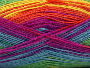Fiber Content 75% Superwash Wool, 25% Polyamide, Rainbow, Brand Ice Yarns, Yarn Thickness 1 SuperFine Sock, Fingering, Baby, fnt2-67421
