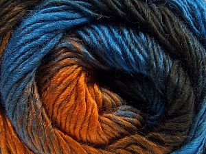 Composition 50% Acrylique, 50% Laine, Brand Ice Yarns, Gold, Brown Shades, Blue, fnt2-67461