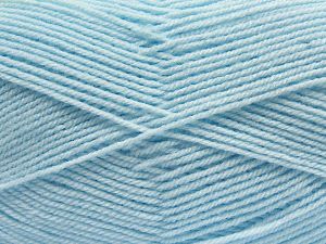 Cold Rinse. Short spin. Do not wring. Do not iron. Dry cleanable. Do not bleach. Fiber Content 55% Acrylic, 45% Nylon, Brand Ice Yarns, Baby Blue, fnt2-67651