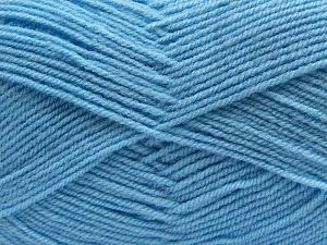Cold Rinse. Short spin. Do not wring. Do not iron. Dry cleanable. Do not bleach. Fiber Content 55% Acrylic, 45% Nylon, Light Blue, Brand Ice Yarns, fnt2-67652