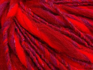 Fiber Content 45% Wool, 25% Acrylic, 20% Alpaca, 10% Metallic Lurex, Red Shades, Purple, Brand Ice Yarns, fnt2-68932