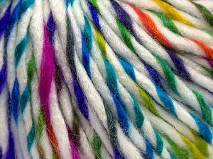 Fiber Content 85% Acrylic, 15% Wool, White, Rainbow, Brand Ice Yarns, fnt2-69008