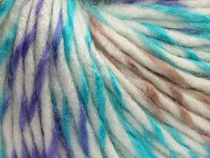 Fiber Content 85% Acrylic, 15% Wool, White, Turquoise, Lilac, Brand Ice Yarns, Camel, fnt2-69009