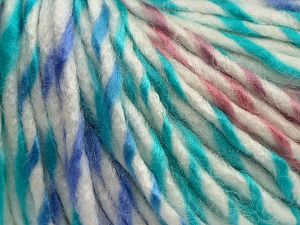 Fiber Content 85% Acrylic, 15% Wool, White, Turquoise, Pink, Lilac, Brand Ice Yarns, fnt2-69014