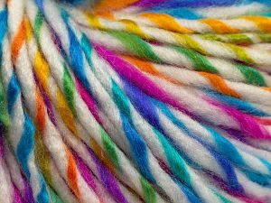 Fiber Content 85% Acrylic, 15% Wool, White, Rainbow, Brand Ice Yarns, fnt2-69015