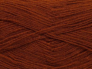 Very thin yarn. It is spinned as two threads. So you will knit as two threads. Yardage information is for only one strand. Composition 100% Acrylique, Brand Ice Yarns, Brown, fnt2-69563