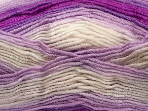 Fiber Content 75% Acrylic, 25% Wool, White, Purple, Lilac, Brand Ice Yarns, fnt2-69826