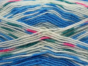 Fiber Content 75% Acrylic, 25% Wool, White, Brand Ice Yarns, Blue, fnt2-69827
