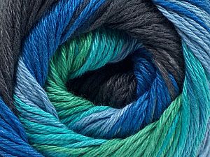 Contenido de fibra 100% Mercerizado del algodÃ³n, Brand Ice Yarns, Green, Blue Shades, Black, fnt2-70708 