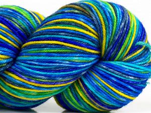 Please note that this is a hand-dyed yarn. Colors in different lots may vary because of the charateristics of the yarn. Also see the package photos for the colorway in full; as skein photos may not show all colors. Fiber Content 75% Superwash Merino Wool, 25% Polyamide, Yellow, Turquoise, Brand Ice Yarns, Green, Blue Shades, fnt2-71174