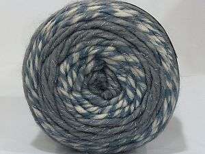 Fiber Content 90% Wool, 5% Viscose, 5% Metallic Lurex, White, Jeans Blue, Brand Ice Yarns, Grey, fnt2-71647