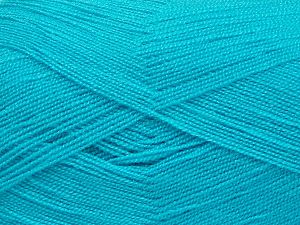 Very thin yarn. It is spinned as two threads. So you will knit as two threads. Yardage information is for only one strand. Vezelgehalte 100% Acryl, Turquoise, Brand Ice Yarns, fnt2-71730