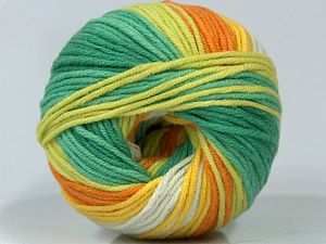 Composition 50% Acrylique, 50% Coton, Yellow, White, Orange, Brand Ice Yarns, Green Shades, fnt2-72866